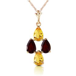 ALARRI 1.5 Carat 14K Solid Gold Twinkling Garnet Citrine Necklace