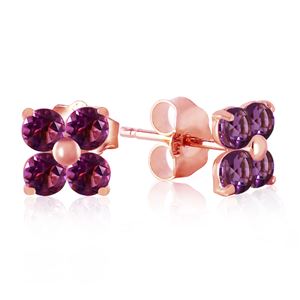 ALARRI 1.15 Carat 14K Solid Rose Gold Diana Amethyst Stud Earrings