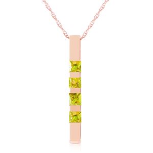 ALARRI 14K Solid Rose Gold Necklace Bar w/ Natural Peridots