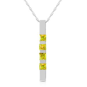 ALARRI 0.35 Carat 14K Solid White Gold Necklace Bar Natural Peridot