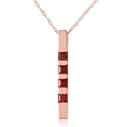 ALARRI 14K Solid Rose Gold Necklace Bar w/ Natural Garnets