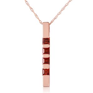 ALARRI 14K Solid Rose Gold Necklace Bar w/ Natural Garnets