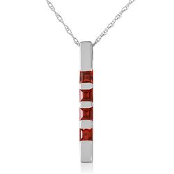 ALARRI 0.35 Carat 14K Solid White Gold Necklace Bar Natural Garnet