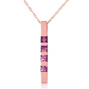 ALARRI 14K Solid Rose Gold Necklace Bar w/ Natural Purple Amethysts