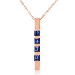 ALARRI 14K Solid Rose Gold Necklace Bar w/ Natural Sapphires