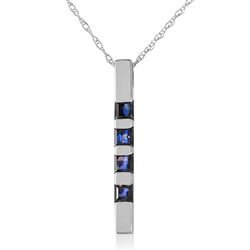 ALARRI 0.35 CTW 14K Solid White Gold Necklace Bar Natural Sapphire