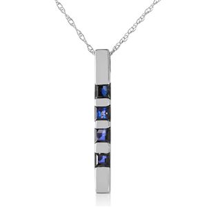 ALARRI 0.35 CTW 14K Solid White Gold Necklace Bar Natural Sapphire