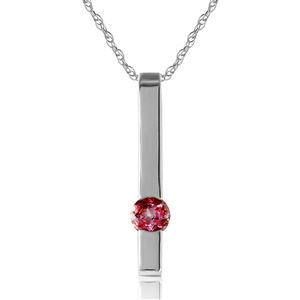 ALARRI 0.25 Carat 14K Solid White Gold Look Inward Pink Topaz Necklace