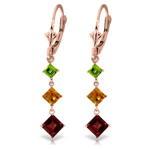 ALARRI 4.8 CTW 14K Solid Rose Gold Chandelier Earrings Peridot, Citrine Garnet