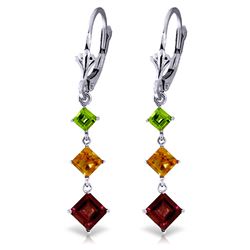 ALARRI 4.8 CTW 14K Solid White Gold Chandelier Earrings Peridot, Citrine Garnet