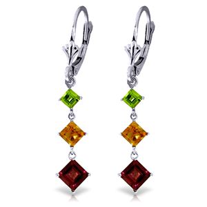 ALARRI 4.8 CTW 14K Solid White Gold Chandelier Earrings Peridot, Citrine Garnet