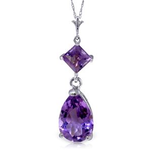 ALARRI 2 Carat 14K Solid White Gold Continuous Line Amethyst Necklace