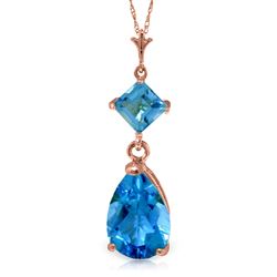 ALARRI 2 Carat 14K Solid Rose Gold Laughter Blue Topaz Necklace