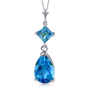 ALARRI 2 CTW 14K Solid White Gold Zenlike Blue Topaz Necklace