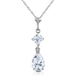 ALARRI 2 Carat 14K Solid White Gold Naturalme Of The Game Aquamarine Necklace