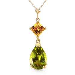 ALARRI 2 CTW 14K Solid Gold Necklace Natural Citrine Peridot