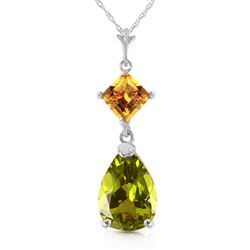 ALARRI 2 Carat 14K Solid White Gold Necklace Natural Citrine Peridot