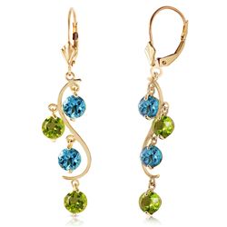 ALARRI 4.94 Carat 14K Solid Gold Chandelier Earrings Blue Topaz Peridot