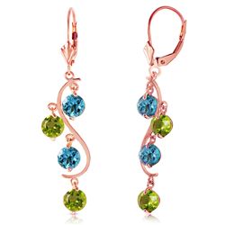 ALARRI 4.94 Carat 14K Solid Rose Gold Chandelier Earrings Blue Topaz Peridot