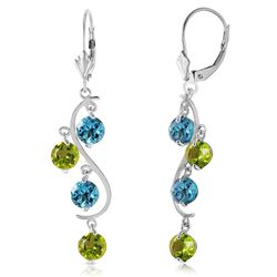 ALARRI 4.94 Carat 14K Solid White Gold Chandelier Earrings Blue Topaz Peridot