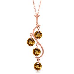 ALARRI 14K Solid Rose Gold Necklace w/ Natural Citrines