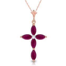 ALARRI 1.1 Carat 14K Solid Rose Gold Necklace Natural Diamond Ruby