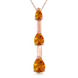 ALARRI 14K Solid Rose Gold Necklace w/ Natural Citrines