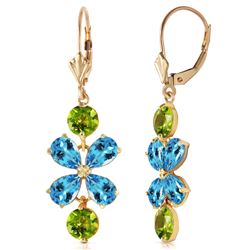 ALARRI 5.32 Carat 14K Solid Gold Petals Blue Topaz Peridot Earrings