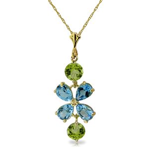 ALARRI 3.15 CTW 14K Solid Gold High Standards Blue Topaz Peridot Necklace