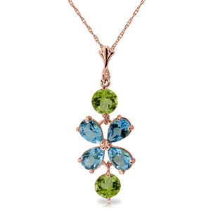 ALARRI 3.15 CTW 14K Solid Rose Gold Petals Blue Topaz Peridot Necklace
