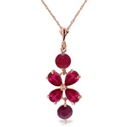 ALARRI 3.15 Carat 14K Solid Rose Gold Petals Ruby Necklace