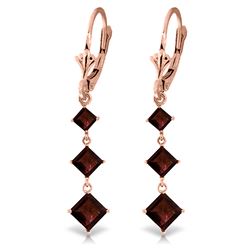 ALARRI 4.79 CTW 14K Solid Rose Gold Garnet Falling Leaves Earrings