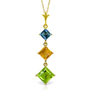 ALARRI 2.4 Carat 14K Solid Gold Necklace Blue Topaz, Citrine Peridot