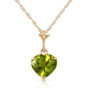 ALARRI 1.15 Carat 14K Solid Gold Leap Of Heart Peridot Necklace