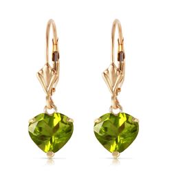 ALARRI 3.25 CTW 14K Solid Gold Leverback Earrings Natural Peridot