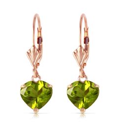 ALARRI 3.25 Carat 14K Solid Rose Gold Leverback Earrings Natural Peridot