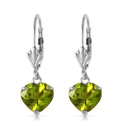 ALARRI 3.25 Carat 14K Solid White Gold Leverback Earrings Natural Peridot