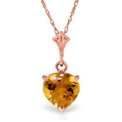 ALARRI 1.15 Carat 14K Solid Rose Gold Proud Heart Citrine Necklace