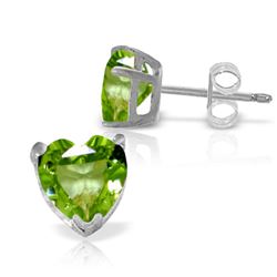 ALARRI 3.25 Carat 14K Solid White Gold Warm Shimmer Peridot Earrings