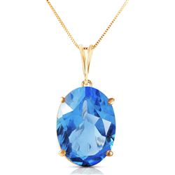 ALARRI 8 Carat 14K Solid Gold Necklace Oval Blue Topaz