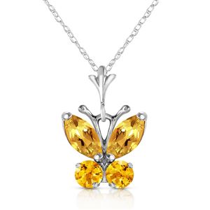 ALARRI 0.6 CTW 14K Solid White Gold Butterfly Necklace Citrine