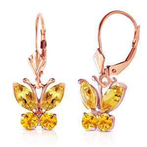 ALARRI 1.24 CTW 14K Solid Rose Gold Butterfly Earrings Citrine