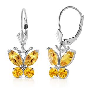ALARRI 1.24 CTW 14K Solid White Gold Butterfly Earrings Citrine