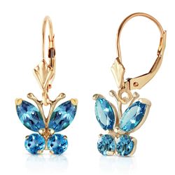 ALARRI 1.24 Carat 14K Solid Gold Butterfly Earrings Blue Topaz