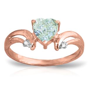 ALARRI 0.96 CTW 14K Solid Rose Gold Heart Aquamarine Diamond Ring