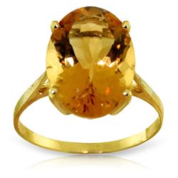 ALARRI 6 CTW 14K Solid Gold Ring Natural Oval Citrine