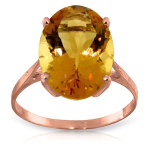 ALARRI 6 Carat 14K Solid Rose Gold Ring Natural Oval Citrine