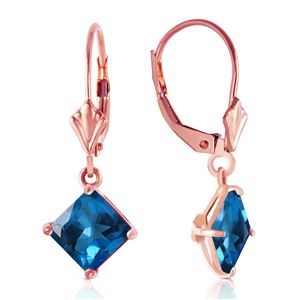 ALARRI 3.2 Carat 14K Solid Rose Gold Blue Topaz Simplicity Earrings