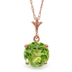 ALARRI 1.15 Carat 14K Solid Rose Gold Single Round Peridot Necklace