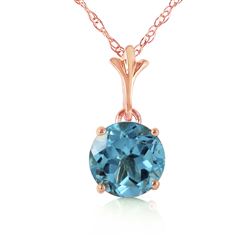 ALARRI 1.15 Carat 14K Solid Rose Gold Single Round Blue Topaz Necklace